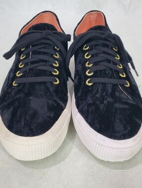 Superga sneakers Black Velvet- size 9 EU 40 Tennis Shoe Goth Grunge Witchy